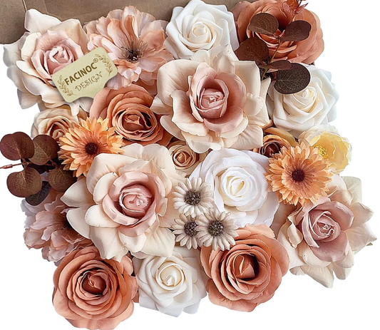 DIY Artificial Flowers Kit, Faux Flower Arrangement Craft Kit, Realistic Silk Flowers for Home Decor, Wedding Decoration, Table Centerpiece & Handmade Gifts