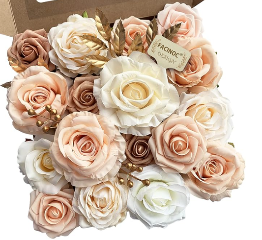 DIY Artificial Flowers Kit, Faux Flower Arrangement Craft Kit, Realistic Silk Flowers for Home Decor, Wedding Decoration, Table Centerpiece & Handmade Gifts