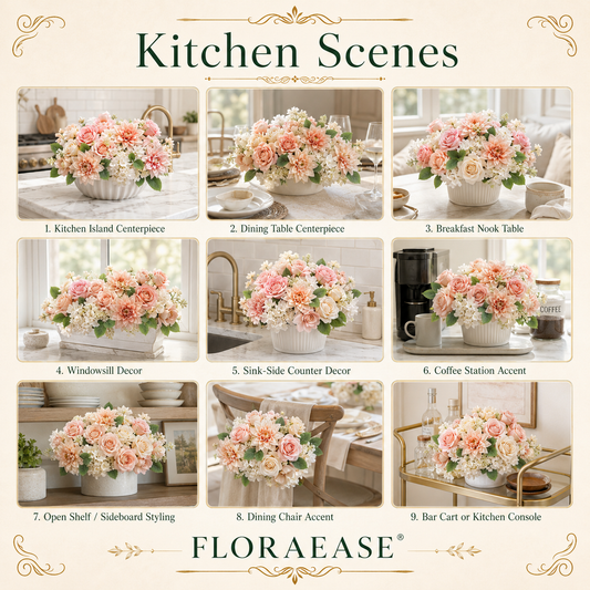 DIY Artificial Flowers Kit, Faux Flower Arrangement Craft Kit, Realistic Silk Flowers for Home Decor, Wedding Decoration, Table Centerpiece & Handmade Gifts