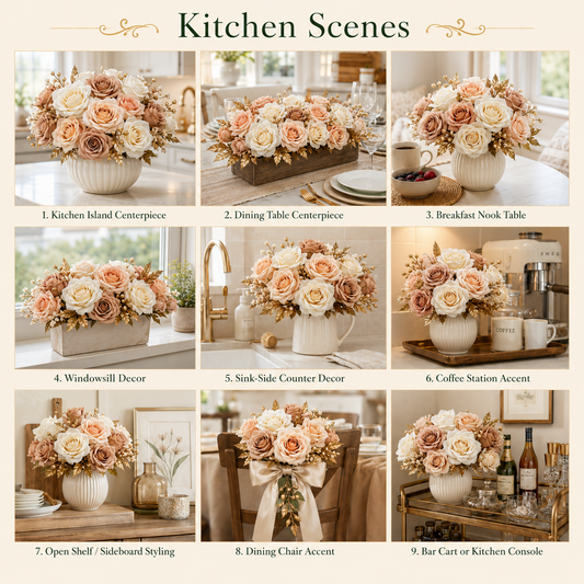 DIY Artificial Flowers Kit, Faux Flower Arrangement Craft Kit, Realistic Silk Flowers for Home Decor, Wedding Decoration, Table Centerpiece & Handmade Gifts