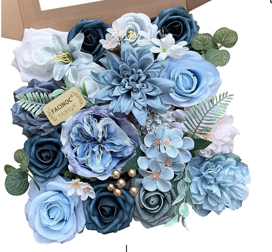 DIY Artificial Flowers Kit, Faux Flower Arrangement Craft Kit, Realistic Silk Flowers for Home Decor, Wedding Decoration, Table Centerpiece & Handmade Gifts