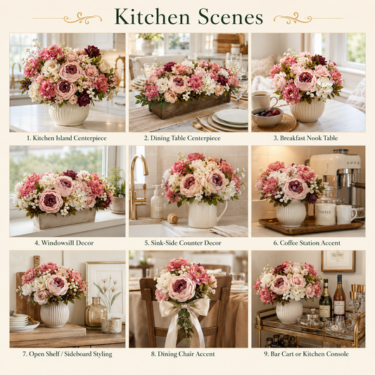 DIY Artificial Flowers Kit, Faux Flower Arrangement Craft Kit, Realistic Silk Flowers for Home Decor, Wedding Decoration, Table Centerpiece & Handmade Gifts