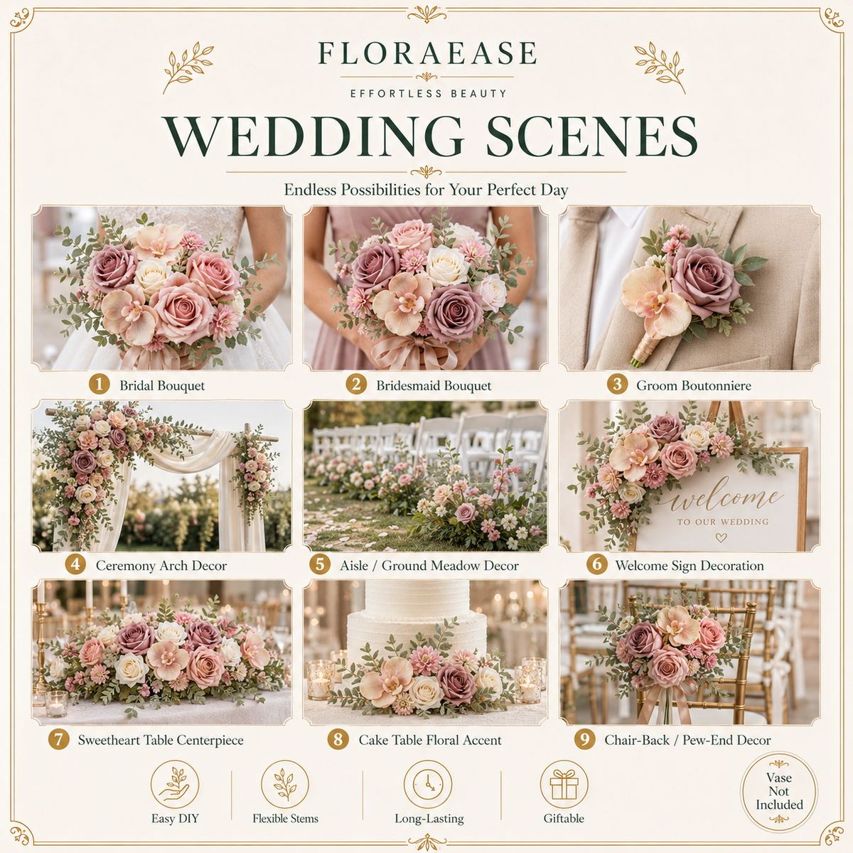 DIY Faux Floral Arrangement Kit – Style 16 | Home & Wedding Decor