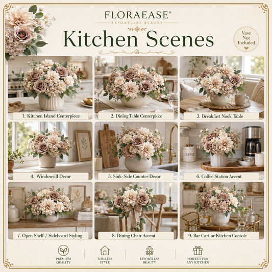 DIY Artificial Flowers Kit, Faux Flower Arrangement Craft Kit, Realistic Silk Flowers for Home Decor, Wedding Decoration, Table Centerpiece & Handmade Gifts