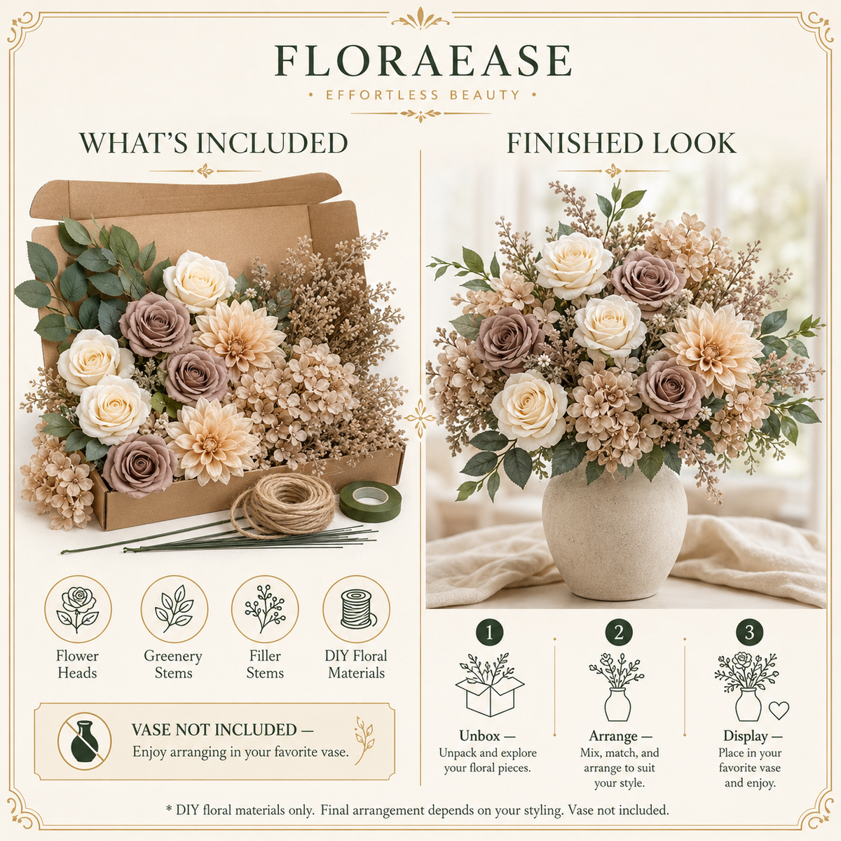 DIY Faux Floral Arrangement Kit – Style 17 | Home & Wedding Decor