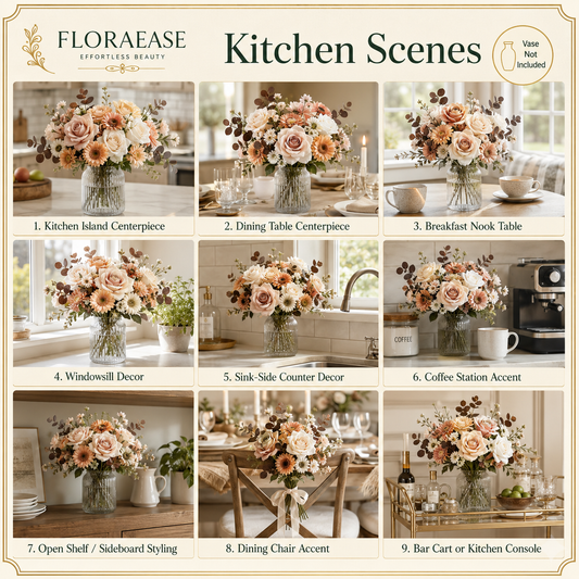 DIY Artificial Flowers Kit, Faux Flower Arrangement Craft Kit, Realistic Silk Flowers for Home Decor, Wedding Decoration, Table Centerpiece & Handmade Gifts