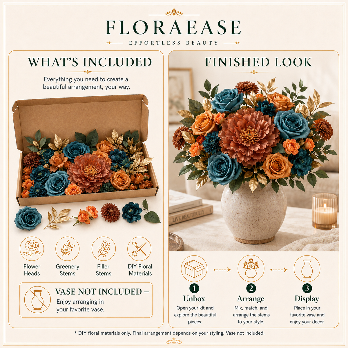 DIY Faux Floral Arrangement Kit – Style 21 | Home & Wedding Decor