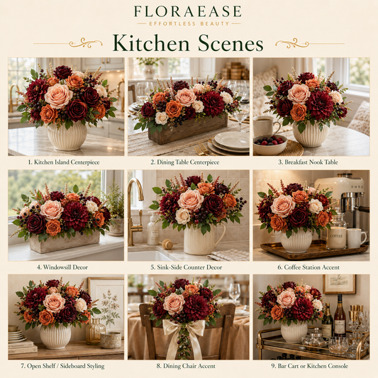 DIY Artificial Flowers Kit, Faux Flower Arrangement Craft Kit, Realistic Silk Flowers for Home Decor, Wedding Decoration, Table Centerpiece & Handmade Gifts