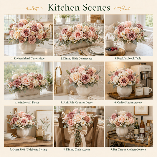 DIY Artificial Flowers Kit, Faux Flower Arrangement Craft Kit, Realistic Silk Flowers for Home Decor, Wedding Decoration, Table Centerpiece & Handmade Gifts
