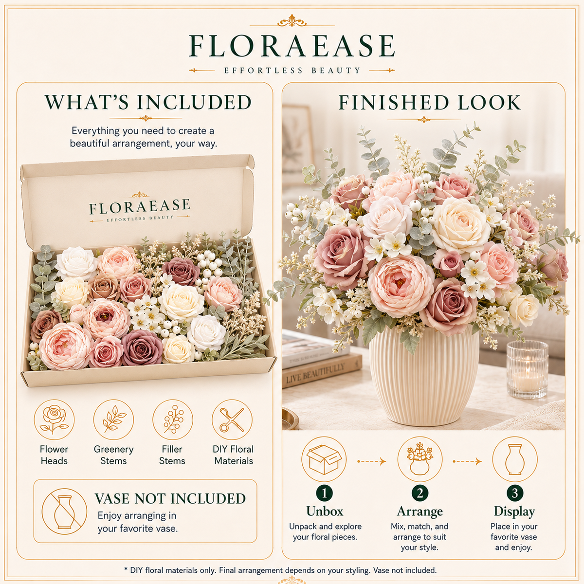DIY Faux Floral Arrangement Kit – Style 29 | Home & Wedding Decor