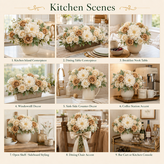 DIY Artificial Flowers Kit, Faux Flower Arrangement Craft Kit, Realistic Silk Flowers for Home Decor, Wedding Decoration, Table Centerpiece & Handmade Gifts