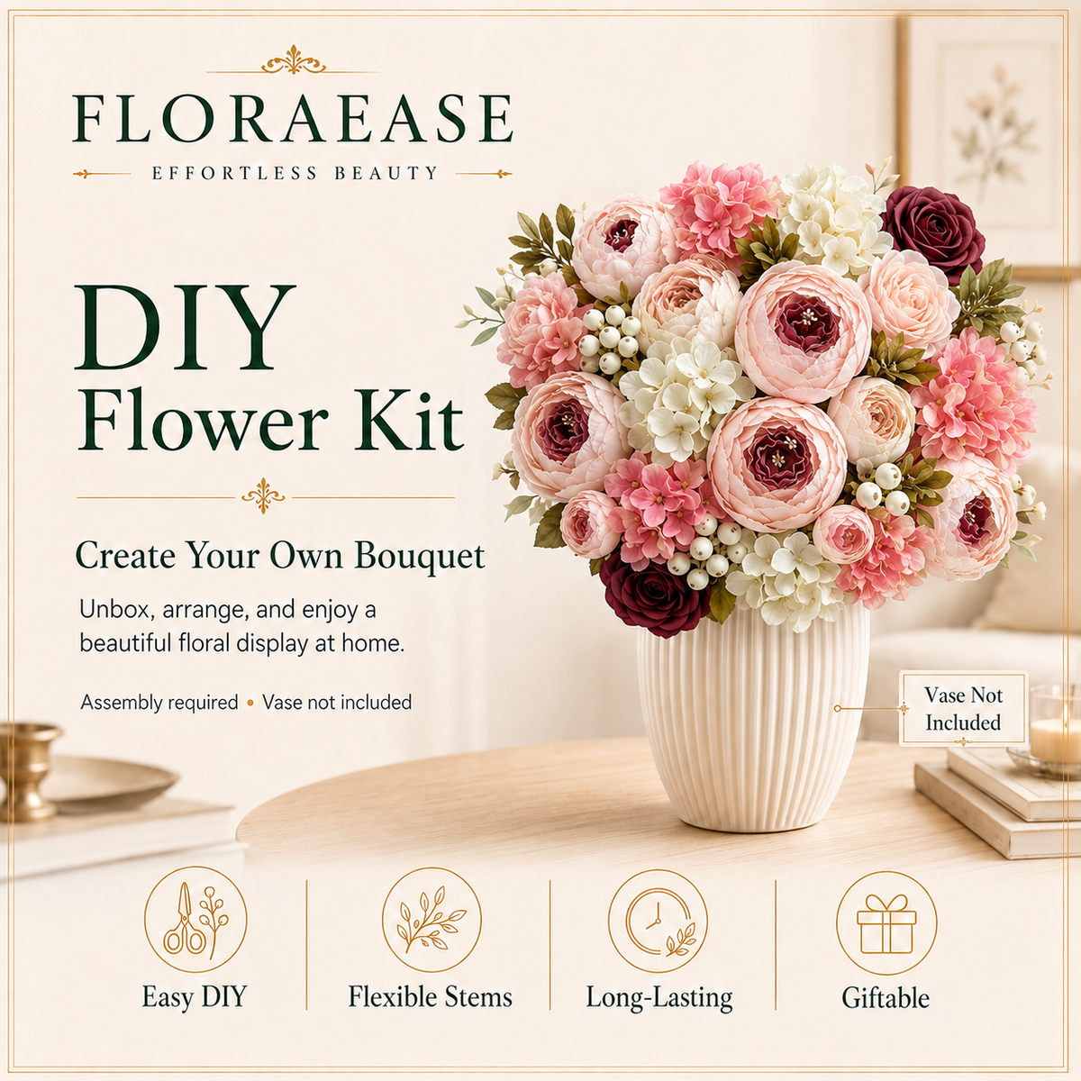 DIY Faux Floral Arrangement Kit – Style 12 | Home & Wedding Decor