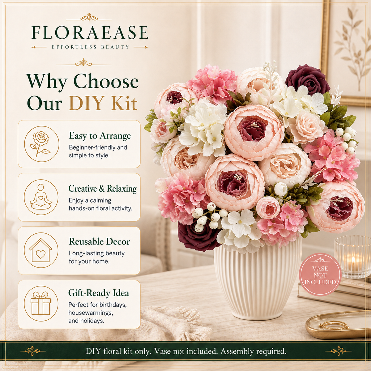DIY Faux Floral Arrangement Kit – Style 12 | Home & Wedding Decor