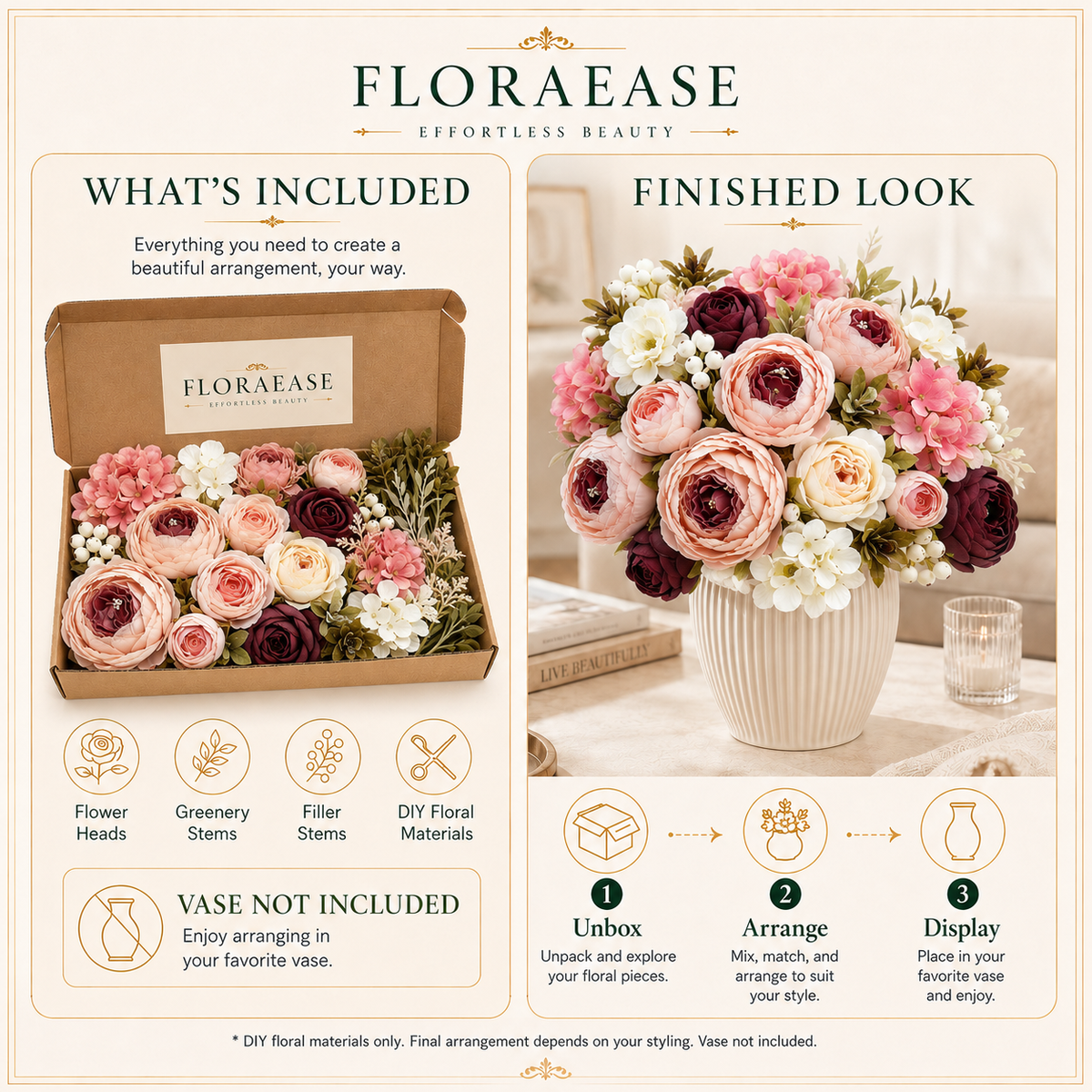 DIY Faux Floral Arrangement Kit – Style 12 | Home & Wedding Decor
