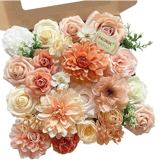 DIY Artificial Flowers Kit, Faux Flower Arrangement Craft Kit, Realistic Silk Flowers for Home Decor, Wedding Decoration, Table Centerpiece & Handmade Gifts